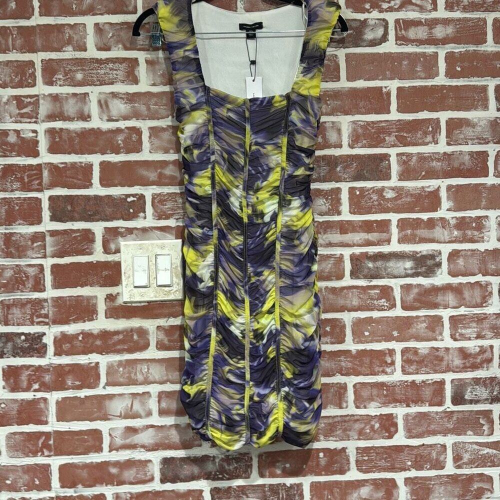 NWT Karen Millen ‘MGX’ dress Style Colour Flash Ruched Bodycon Mini Dress US 6. - Picture 2 of 9